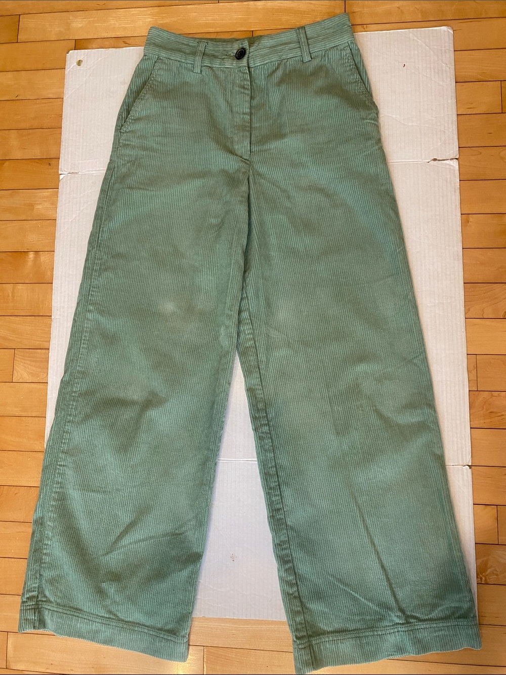 MONKL Swedish Brand Moss  Green Wide-Leg Corduroy Cotton Pants Size 38